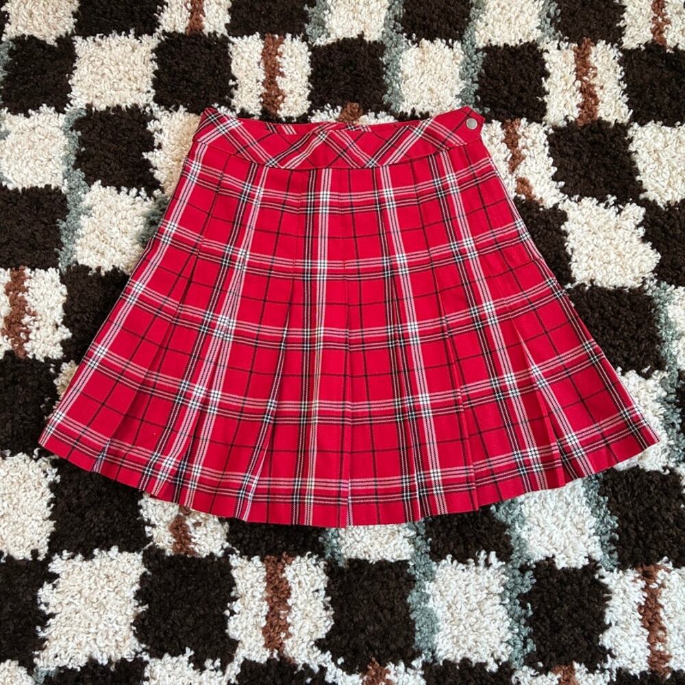 Red Plaid Tartan High Waisted Mini Skirt Size 0